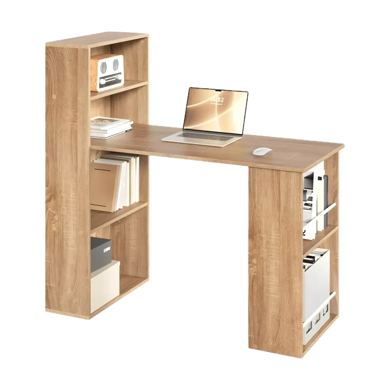 Bureau Maël, panneaux mélaminés, bibliothèque intégrée