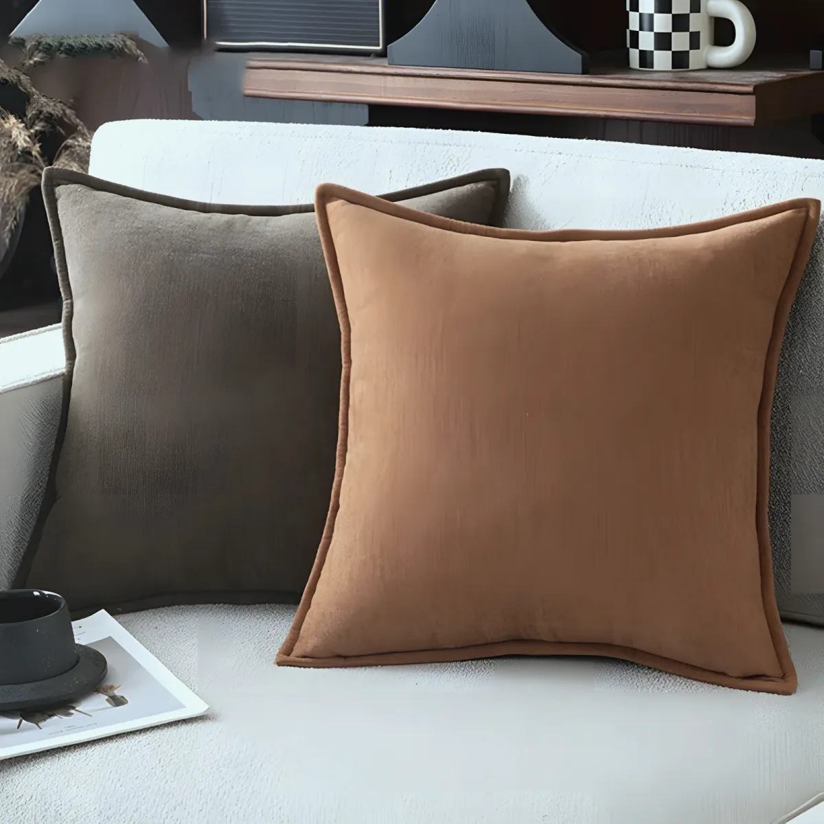Housse Nell, Chenille à bord plat · 40 × 40 à 50 × 50 cm