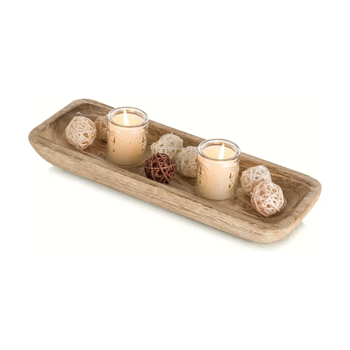 Plateau Edda, Bois patiné · L 42 × l 15 cm