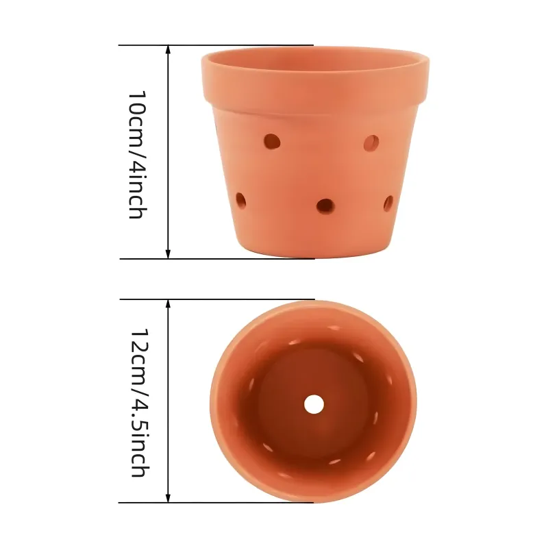Pots Rhea, terre cuite brute, lot de 8