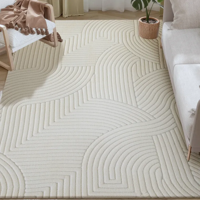 Tapis Vida, polyester et coton, motif en relief