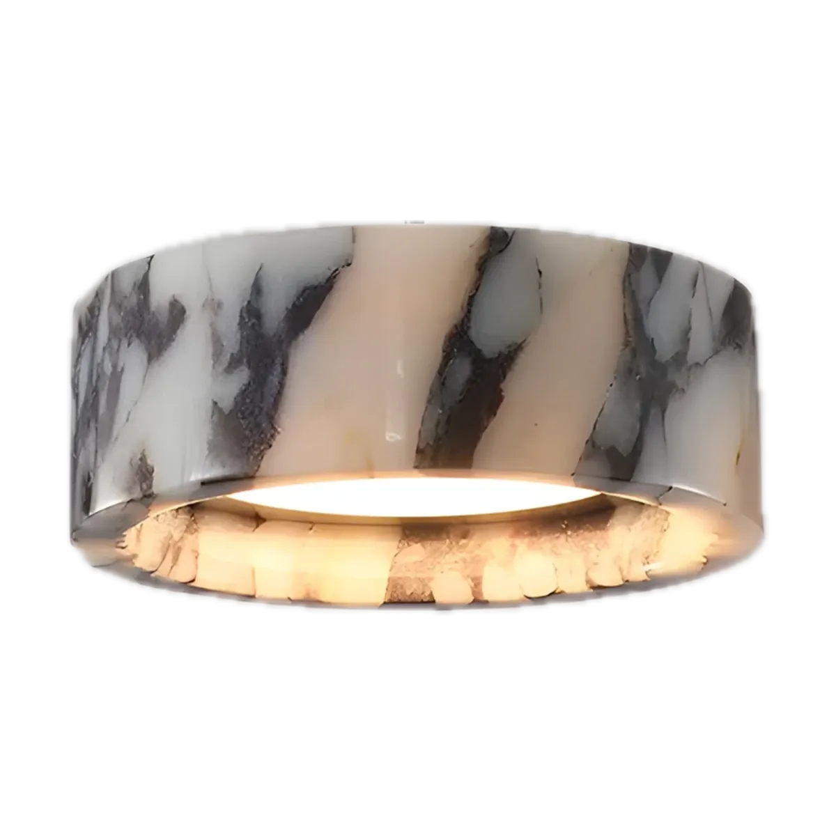 Suspension Alba, Pierre naturelle veinée, LED intégrée · Ø 20 × H 6 cm