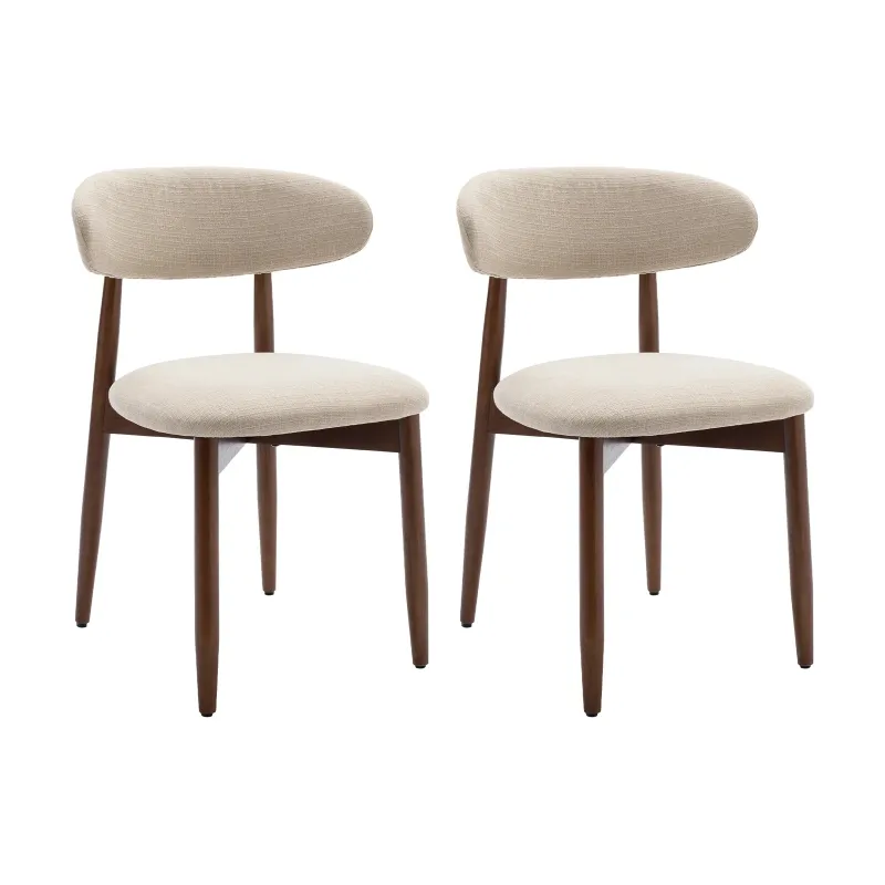 Chaise Elsa, tissu crème, bois massif