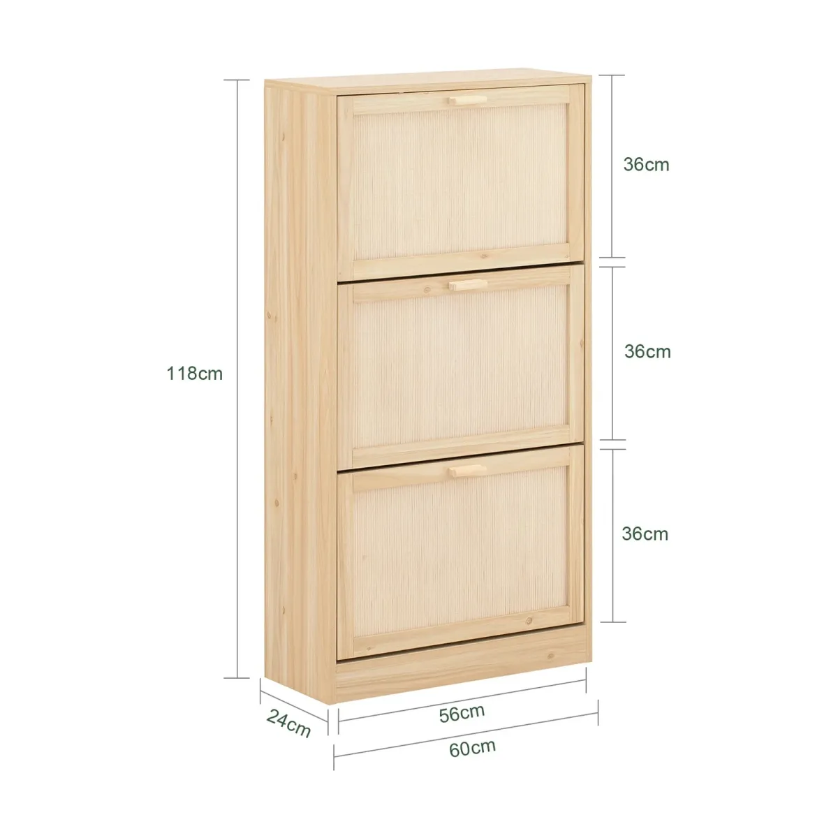 Meuble à chaussures Alix, Façades en bambou, caisson MDF · H 118 cm