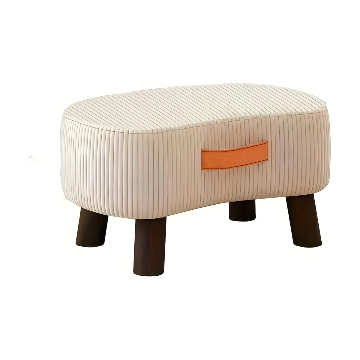 Repose-pieds Zia, Tissu côtelé orange, pieds en bois · 35 × 25 × H 22 cm