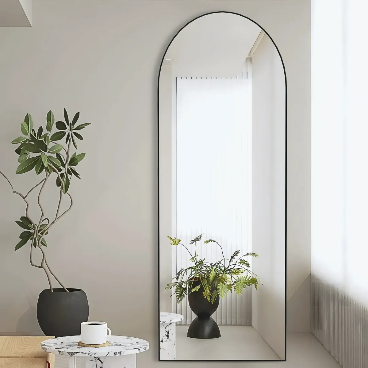 Miroir Yuna, Cadre métal fin · 162 × 53 cm